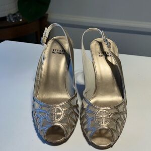 Stuart Weitzman open toe high heels sandals light gold (silver gold), EU 38 1/2